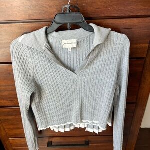 Gray Cable Knit Sweater set with pleaded skirt